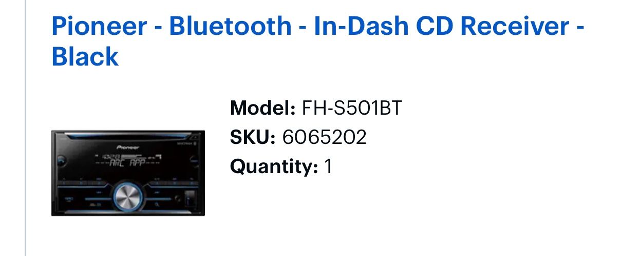 Pioneer Double Din Radio New Model FH-S501BT