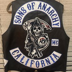 Sons Of Anarchy Genuine Leather Vest Soa Motorcycle Club Mc 