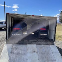 2 Polaris 500 Classics And Enclosed Trailer 
