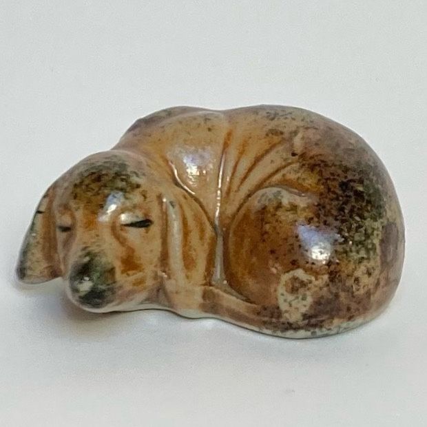 Vintage Miniature Sleeping Dog Figurine - Japan