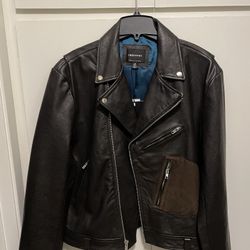 Mens Industry Republic Leather Black motorcycle Jacket Republic Large Coat