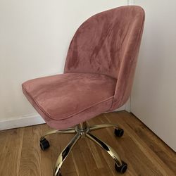 Adjustable Pink Velvet Desk Chair