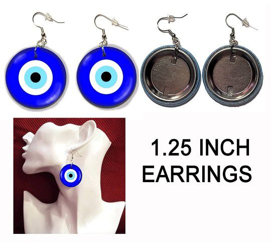 1.25 Inch Earrings The Evil Eye Protection,  Proteccion Del Ojo Maligno