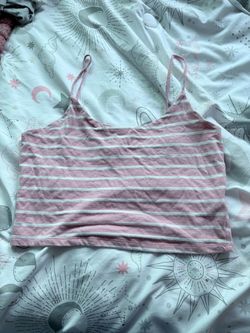 Pink Striped Crop Cami Top