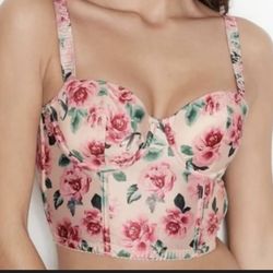 Victoria’s Secret Floral Bustier Corset Top – 34C – New With Tags