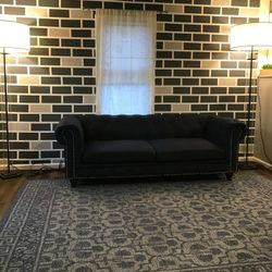 Chesterfield Navy Linen Couch