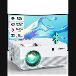 Projector with 5G WiFi and Bluetooth, 20000L 600ANSI Full HD Native 1080P Projector, Support 4k & 350" Display with Carry Case, Outdoor Movie Projecto