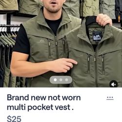 Multi Pocket Outdoor Vest, Army Green 