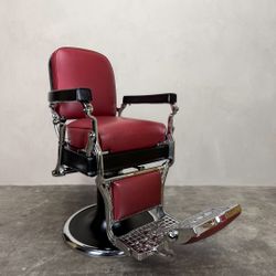 Koken Barber Chair - Matte Black on Red