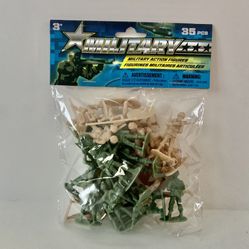 Military Action Figures 35 Piece Set Original Plastic 2 Inch Army Men Green Tan