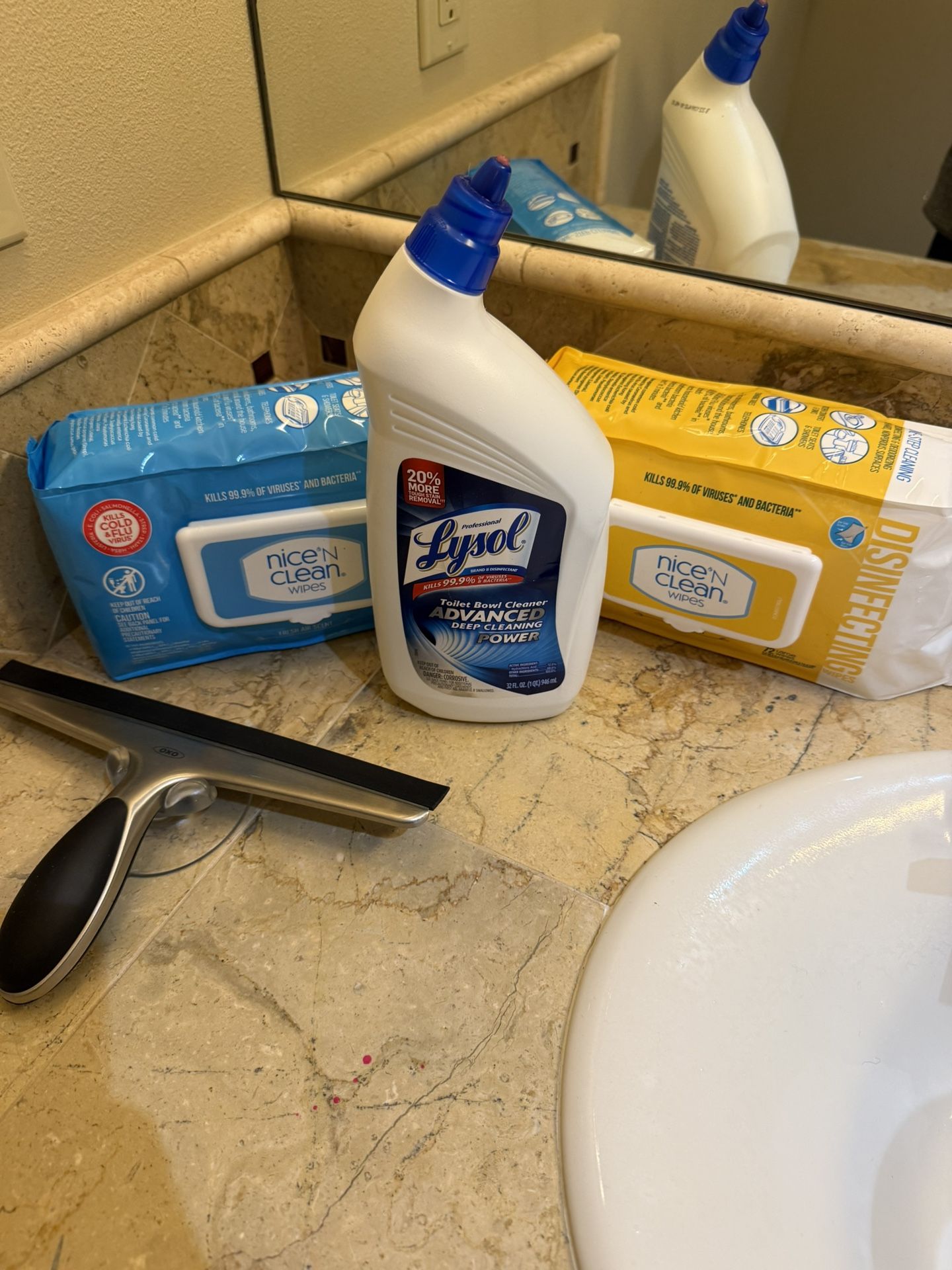 NEW Cleaning Supply Bundle Nice ’N Clean Wipes, Lysol Cleaner OXO Squeegee