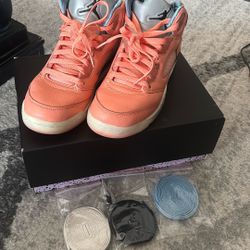 Size 7y DJ Khalid x Jordan 5 retro GS âWe the Best Crimson Blissâ