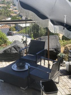Wicker Set Large Ottoman Table