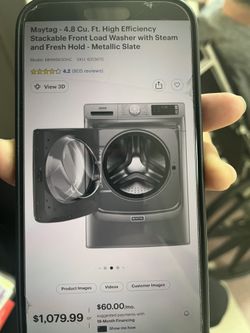 Maytag - 4.8 Cu. Ft. High Efficiency Stackable Front Load Washer with Steam and Fresh Hold - Metallic Slate