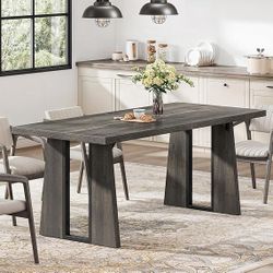 Rectangle Dining Table for 6-8 People 70.86"Dining Room Table Wooden Rustic Grey