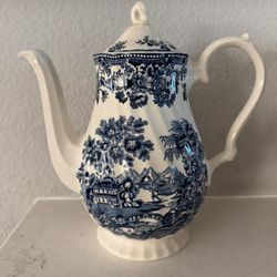 Vintage Churchill Myott Tonquin Blue Teapot