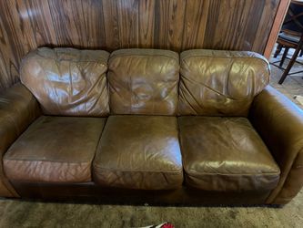 FREE - Brown Leather 3-Seat Sofa