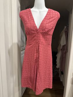 Dusty Raspberry Pink Button Front Midi Dress Women's Medium Stretchy NEW