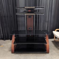 Z-Line Designs Black Glass Three-Tier TV Stand with Mount