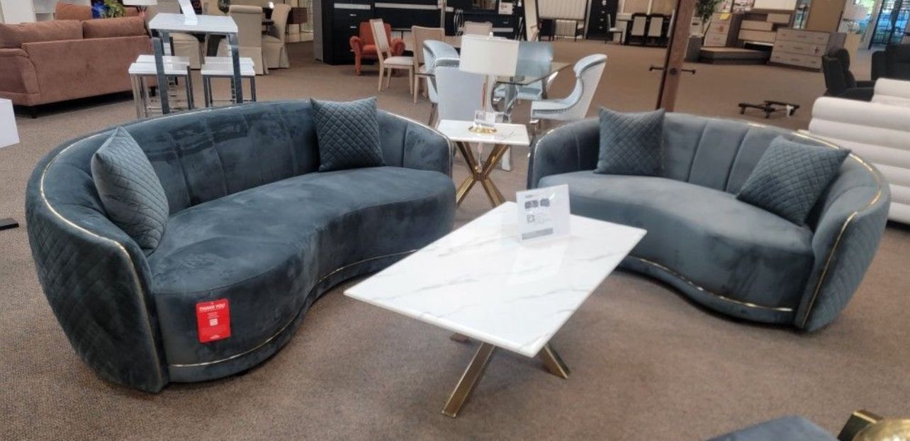 Sofa And Loveseat Gray Velvet New π $1499