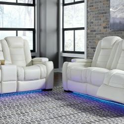 Party Time Power Reclining White Set

