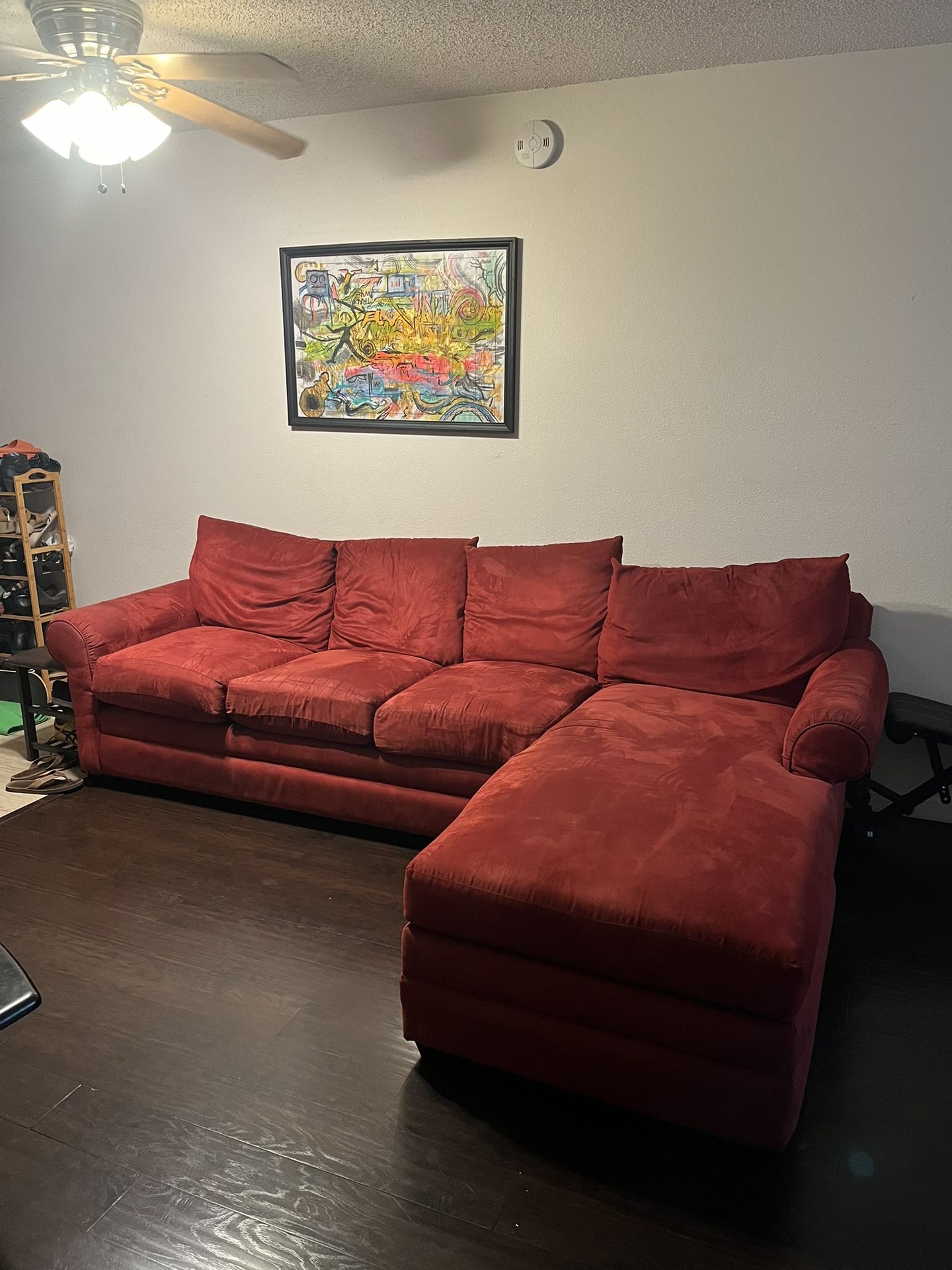 Red L Shaped Couch