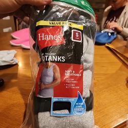 Hanes Men's Red Label Tank Top Dyed A-Shirt - Gray/Black, Pack of 5, Small