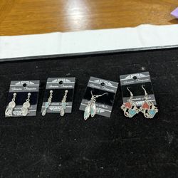 Genuine Turquoise American Made Earrings-set Of 5