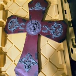 22" Metal Cross Lion Head Indoor Outdoor Decoration 