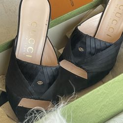 Gucci Shawana Satin Heels Mules Size 39(8)