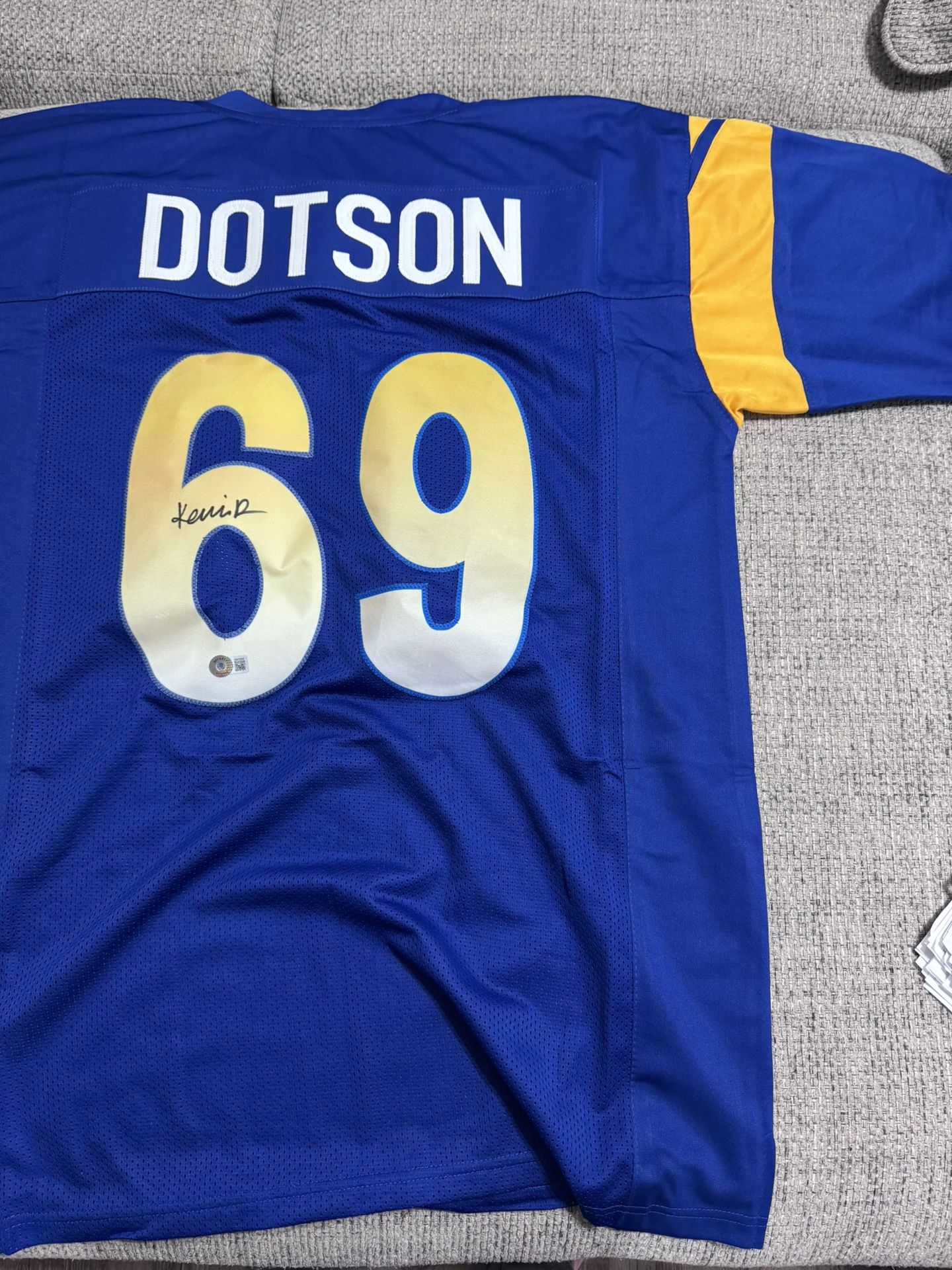 Kevin Dotson Signed Autograph Custom Jersey - Beckett Coa - LA Rams