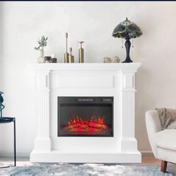 43 Inch Electric Fireplace with Mantel, Tall Fire Place Heater Freestanding