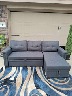 Gray Pullout Bed Sectional Couch- Free Delivery