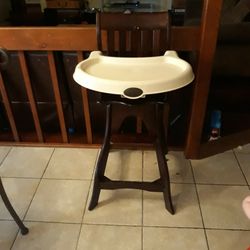 Wooden High Chair With Plastic Tray