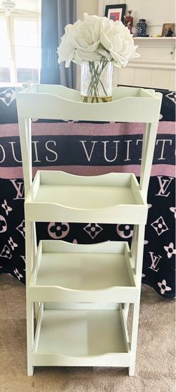 White Wood 4-Tier Shelf Storage Rack