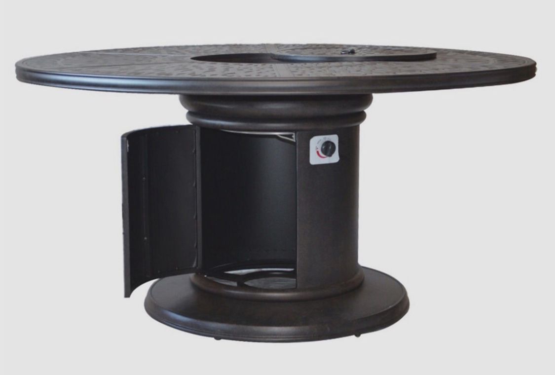 Propane fire pit outdoor grill table 6 Palm Tree swivel rockers with cushions.