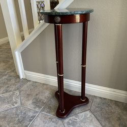 Gorgeous Dark Wood And Stone Plant Stand