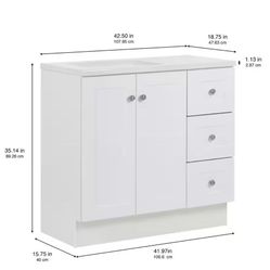 Granite-Look White Cultured Marble Top Counter Only 