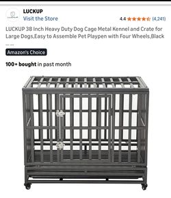 LUCKUP 38 Inch Heavy Duty Dog Cage Metal Kennel