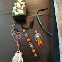Authentic and beaded hand painted Native American pieces rare
