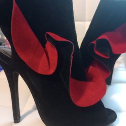 Red And Black Ruffle Heels 