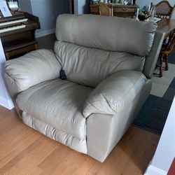 Leather Capnappier Recliner Grey