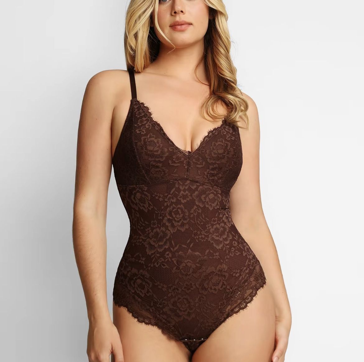 Shapewear Firm Control Smoothing Full Lace Thong Bodysuit