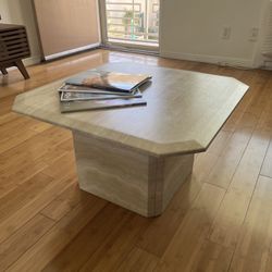 Italian Beveled Travertine Table 