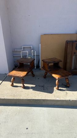 Vintage end tables solid wood