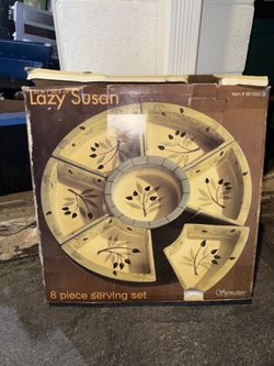 Signature Housewares 20” Ceramic Lazy Susan 8-Piece Serving Set