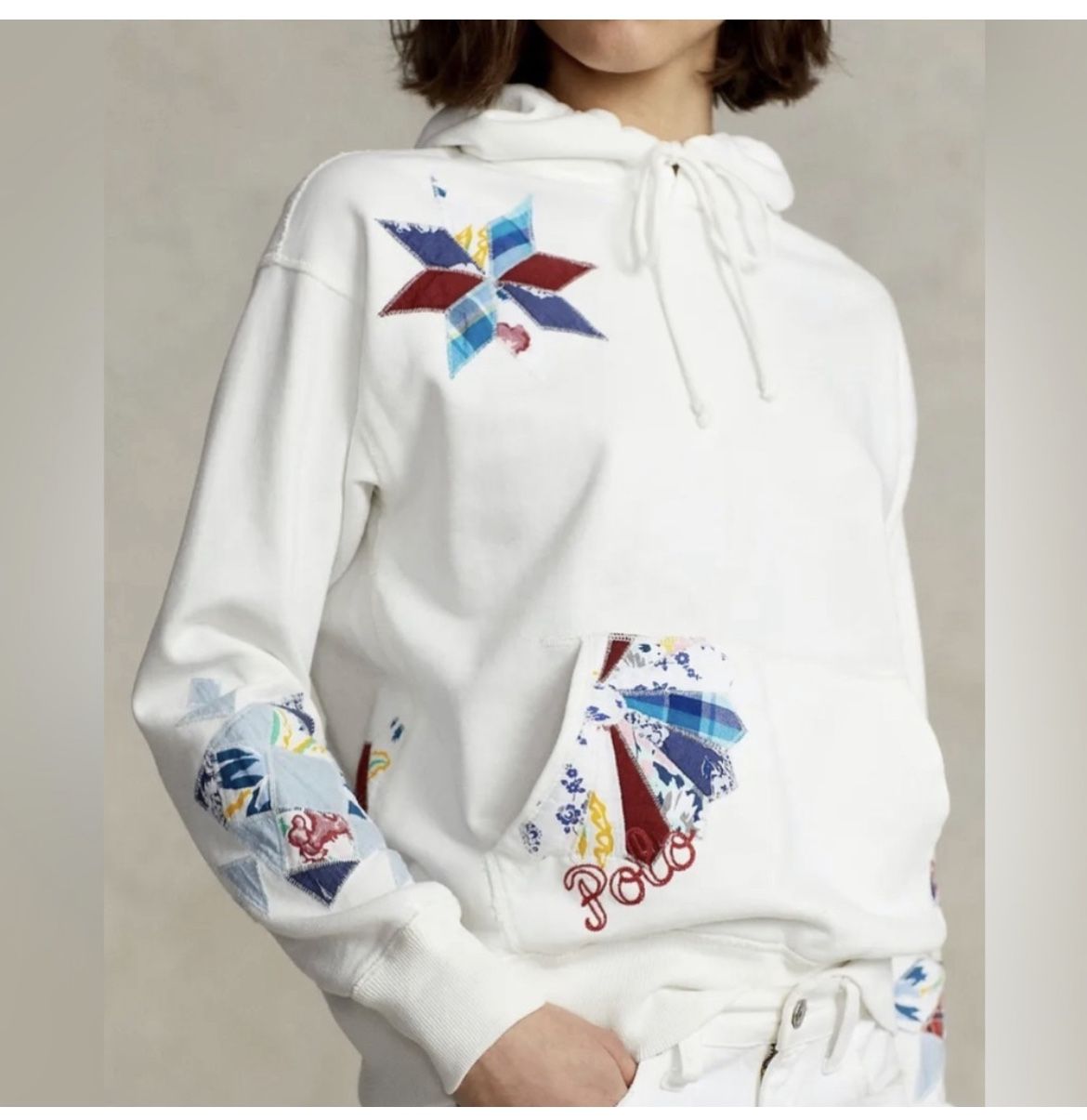 Sweatshirt Polo Ralph Lauren - Logo Quilted Pattern Fleece Hoodie Woman Size M