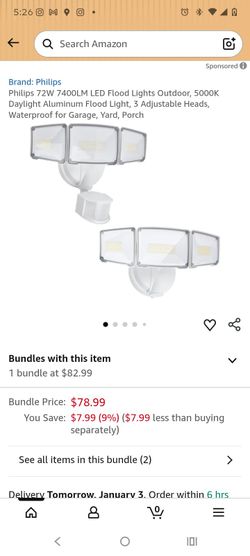 Philips LED Outdoor Flood Light Motion Sensor White Adjustable Heads