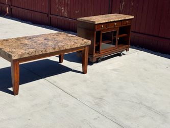 Faux Marble Top Coffee Table and Sideboard Set