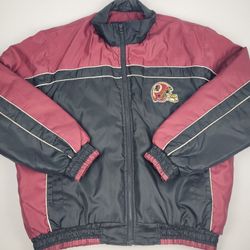 Washington Redskins NFL Embroidered Puffer Jacket Full Zip Insulated Coat Mens L